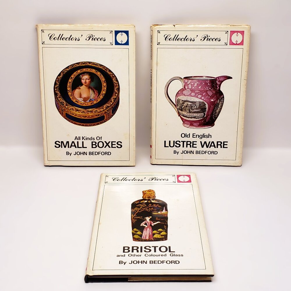 John Bedford Collectors Pieces Lot x3 Lustre Ware Bristol Glass Small Boxes